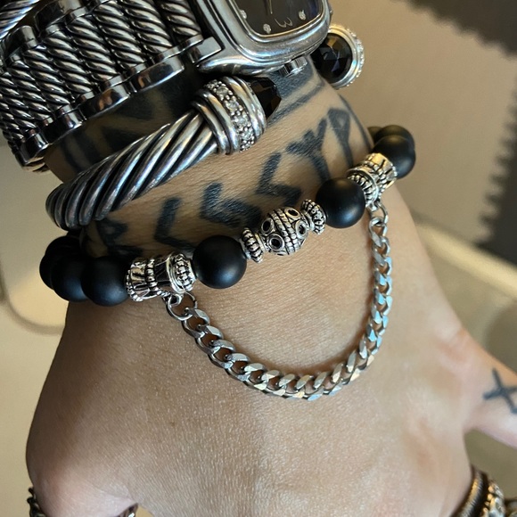 Handmade onyx viking beads & dangly curb chain - Picture 10 of 14